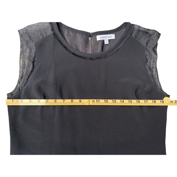 Elizabeth and James Black Sleeveless Sheer Silk Trim Blouse Crop Top - Large - Picture 7 of 12